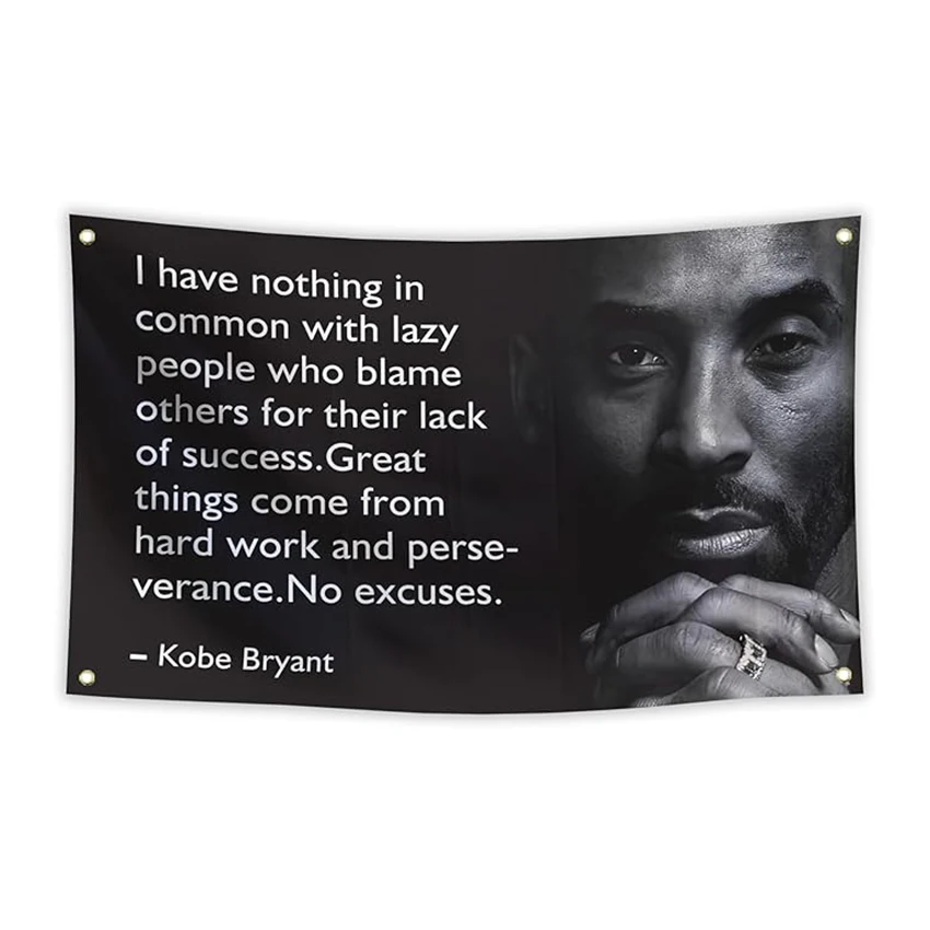 Kobe Bryant Quotes Flag 5x3ft Sports Banner Basketball Greats Legends Player Flags For Room Wall Hanging Art Decor