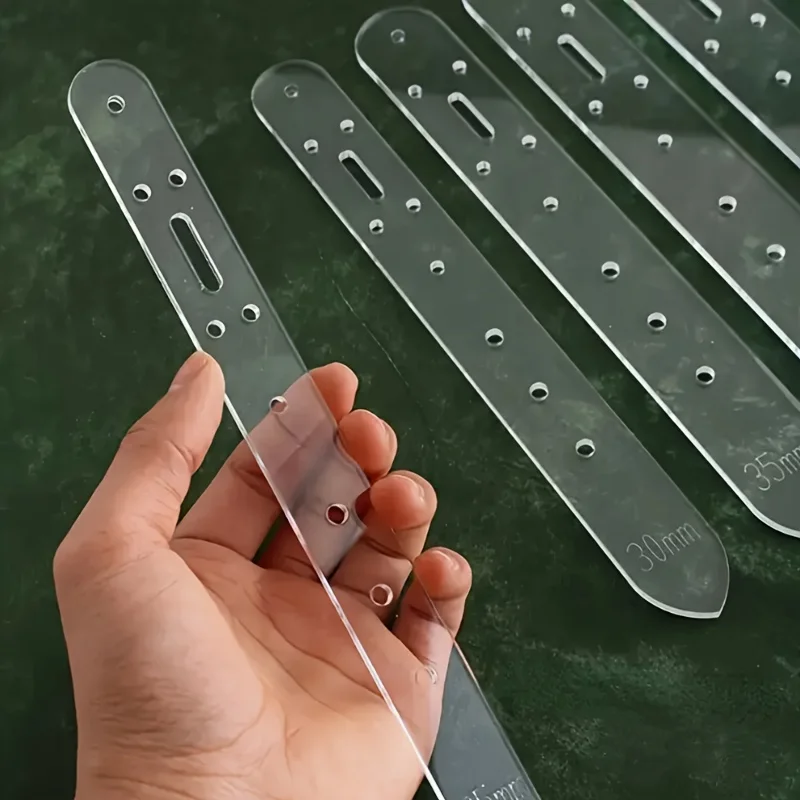 5PCSplastic Belt Hole Punching Template Set，Leather Positioning Tool，Batter board，Transparent Belt Hole Template Set，DIYHandcraf