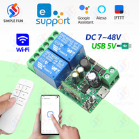 WiFi Smart Switch eWelink,USB 5V DC 12V 24V 48V 2CH Relay,Alexa Google Home Voice Control,Timer Module,DIY Switch Modification