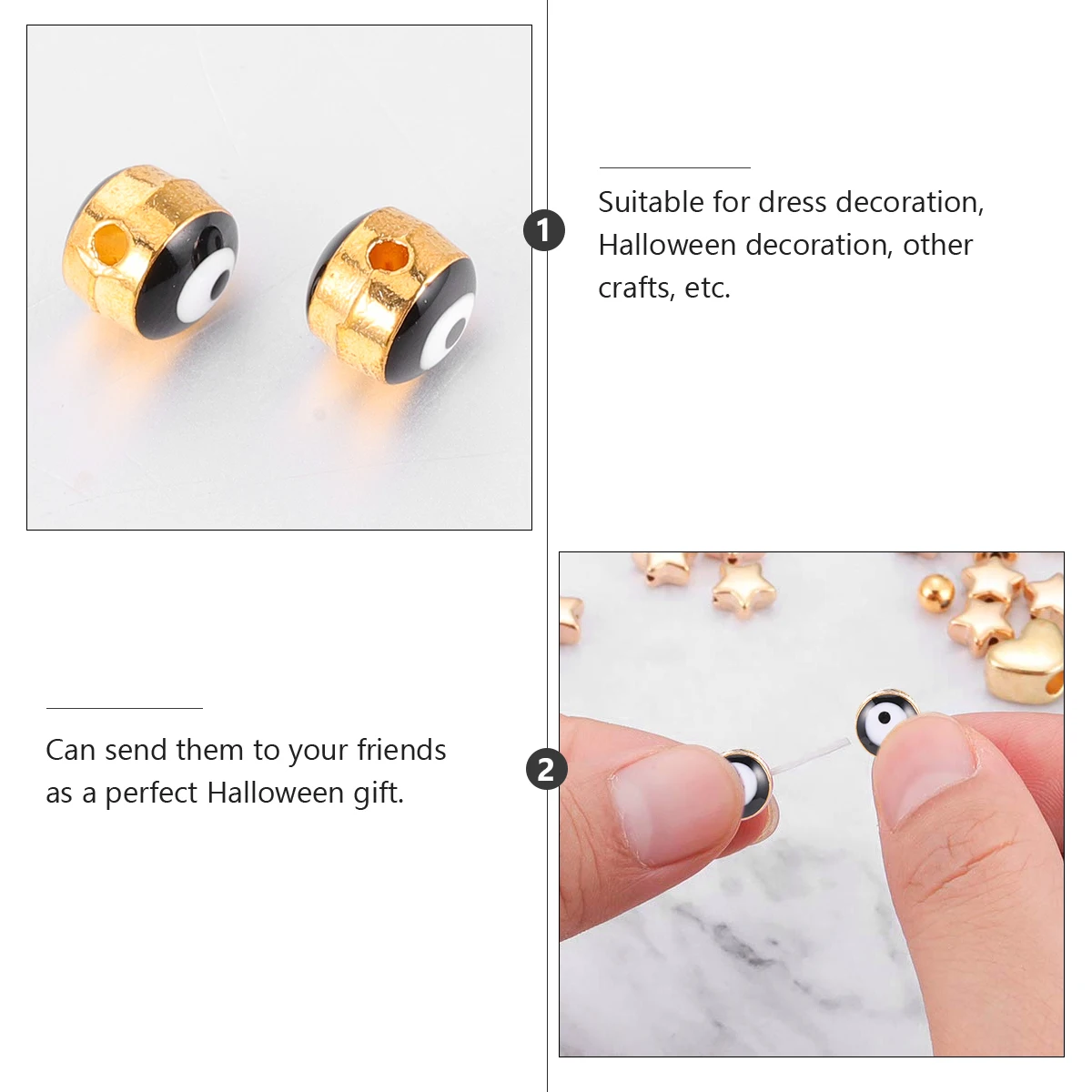 

100 Pcs Evil Eyeball Bracelet Beads Charms Alloy Eyes DIY Jewelry Making Halloween