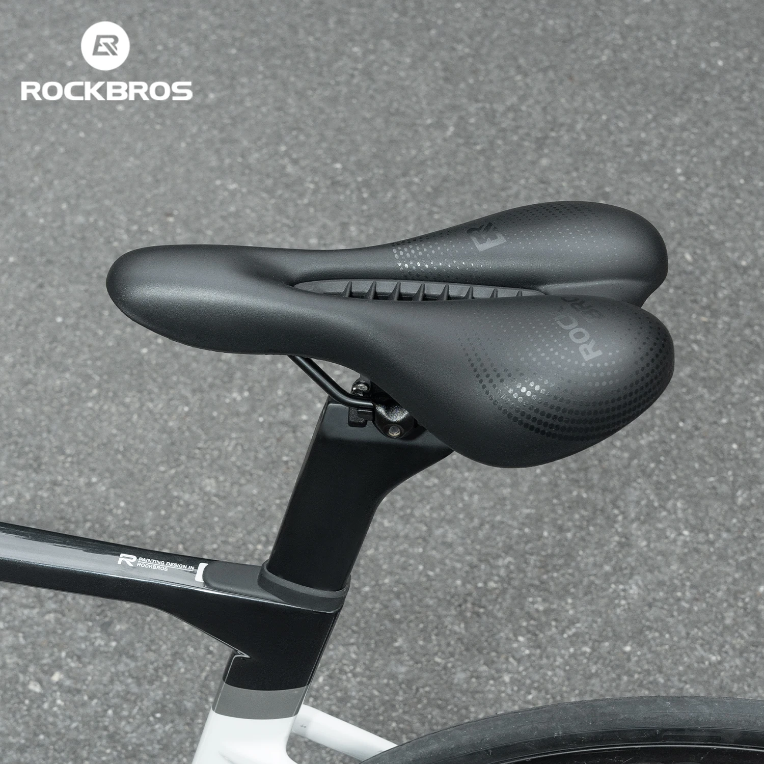 

ROCKBROS Bicycle Saddle PU Leather Streamlined Design Bow-shaped seat Bow Sports Comfort Cushion Shockproof Cushion Bike Saddle