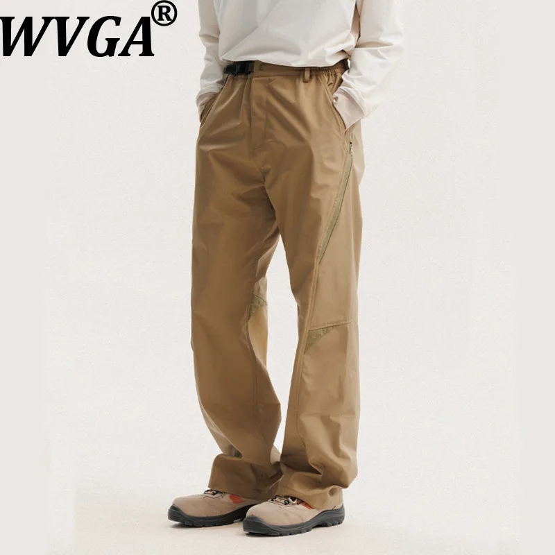 

WVGA весна осень новые мужские Tide High Street цветные блоки модные молнии лоскутные нишевые повседневные прямые спортивные брюки Ins W12710