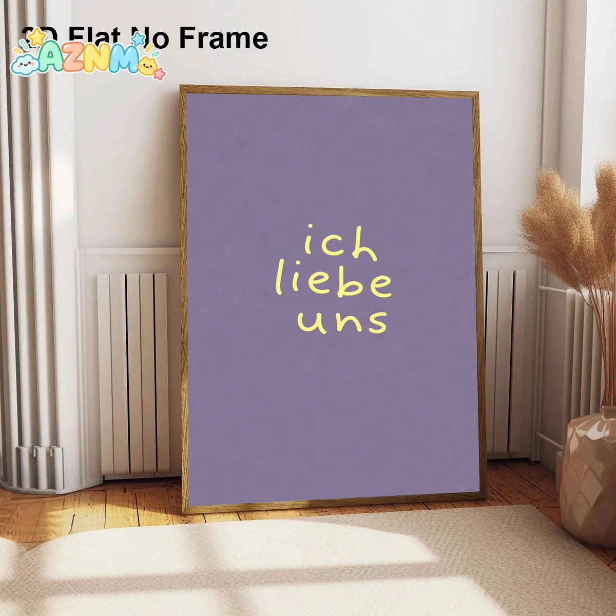 2D Flat, 2D Flat, 1pc Frameless Canvas Poster, Minimalist Typography Art with German Words 