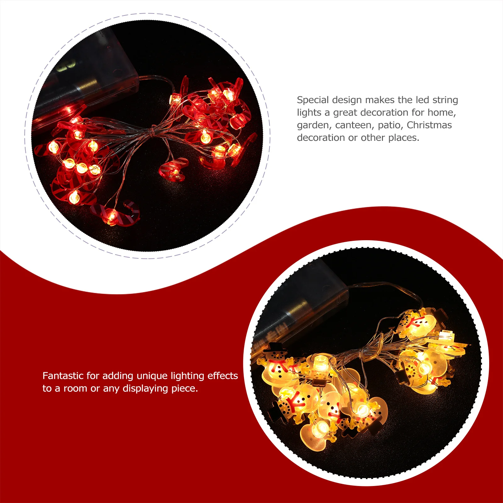 

2Pcs Copper Wire Christmas String Lights LED Hanging Lamps Lightweight Portable Christmas Party Garden Decoration Lamps