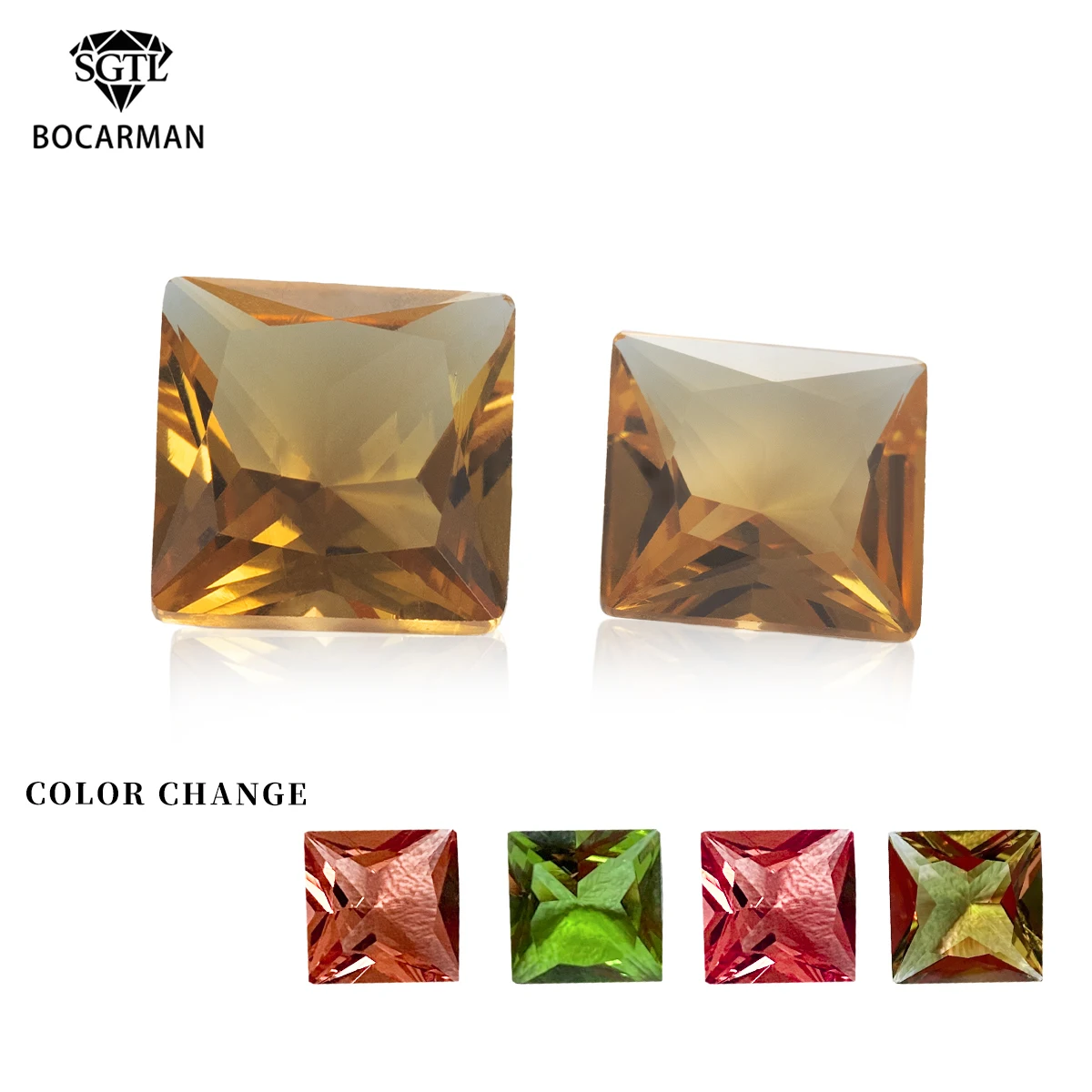 Bocarman Synthetic Sultanite Diaspore Color Changing Gemstone Princess Cut Loose Stone Gem DIY Matching Beads Wholesale Bulk