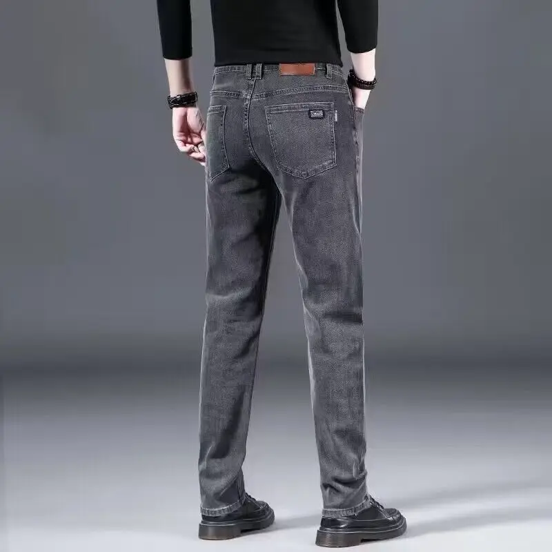 Fashion Zipper Button Pockets Business Washed Jeans Men's Clothing 2024 Spring Autumn New Loose All-match High Waist Trousers