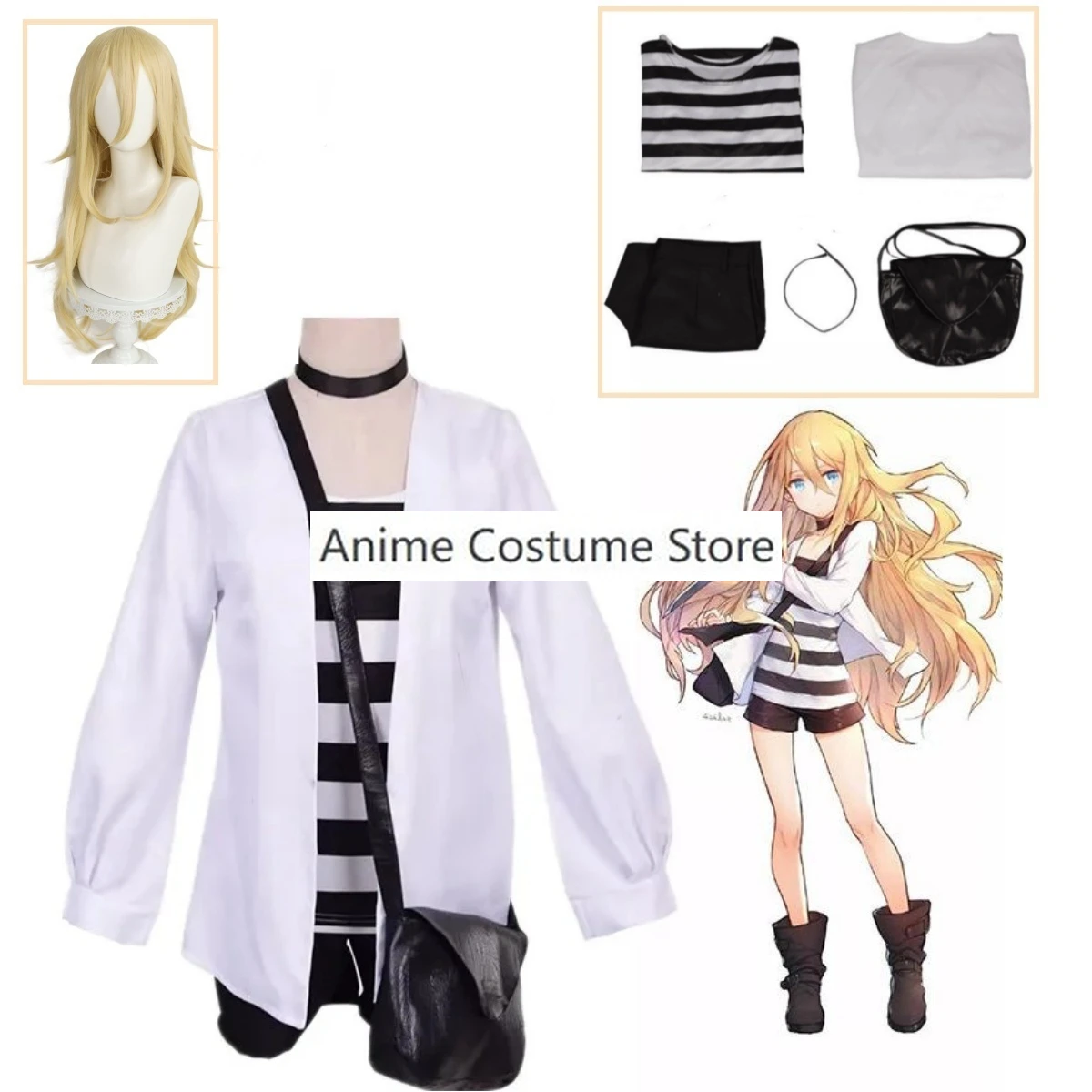 زي تنكري حديقة راشيل ، ملائكة الموت ، معطف كامل ، تي شيرتات ، شورت ، قلادة ، حقيبة ، شعر مستعار ، هالوين ، رجل ، امرأة