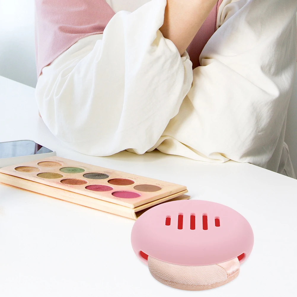 

2pcs Silicone Sponge Holder Powder Puff Case Large Capacity Makeup Blender Travel Storage Pink Soft Tidy Elegant