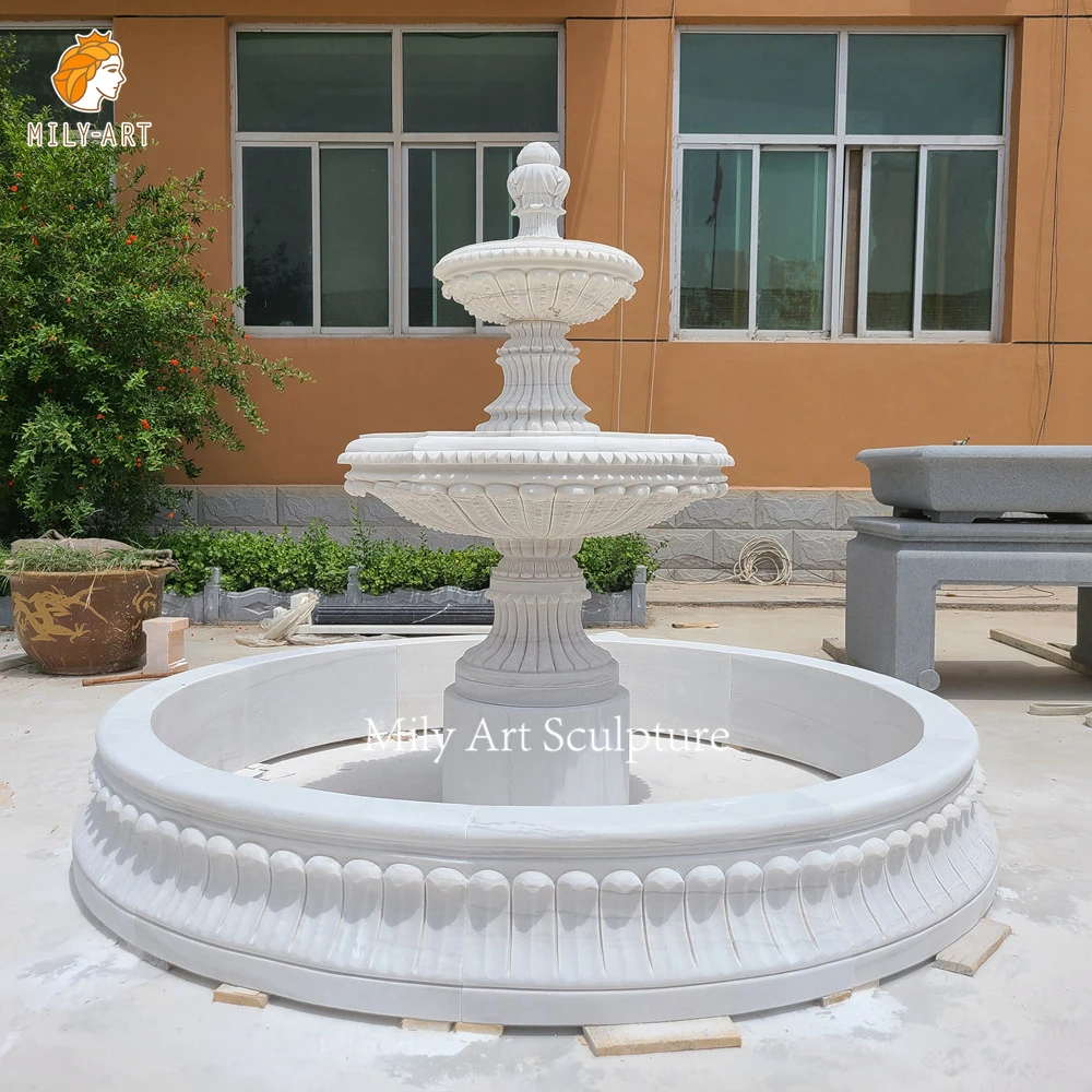نافورة مياه رخامية للحديقة على الطراز الأوروبي في الهواء الطلق للبيع