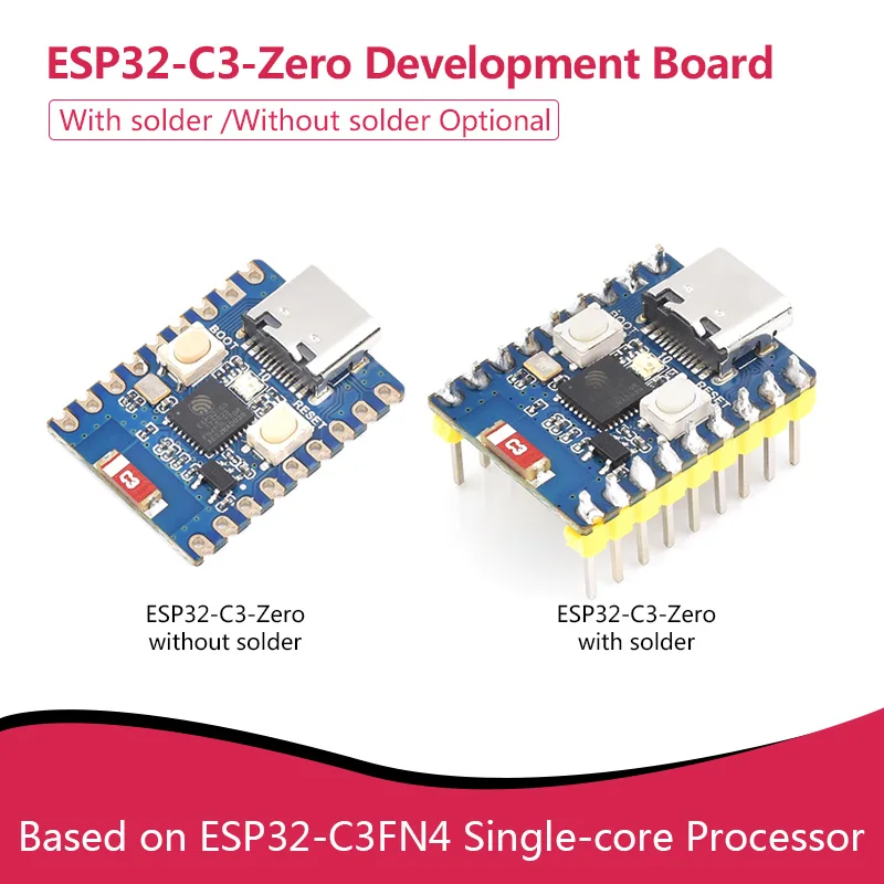 ESP32-C3-Zero Development Board With Optional Solder, Based on ESP32-C3FN4 Single-core Processor, 2.4GHz Wi-Fi & Bluetooth 5