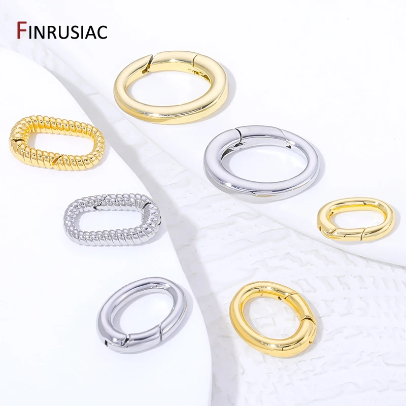 18K Gold Plated Brass Oval Spring Clasps Openable Carabiner Hook Buckle Connector for DIY Jewelry Making Accessories image 5