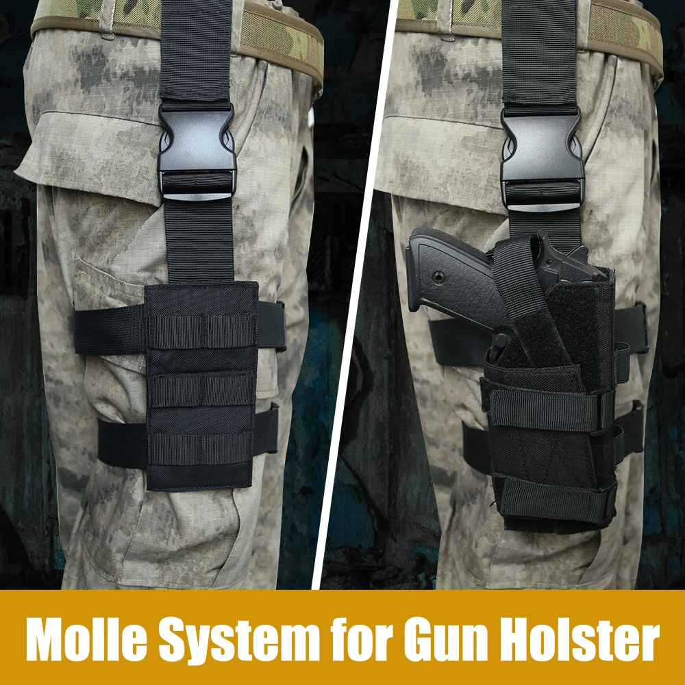Taktische Molle Drop Bein Plattform Panel Pistole Holster Platte Adapter Universal Pistole Holster Jagd Magazin Tasche Oberschenkel Rig Panel – Detail 3