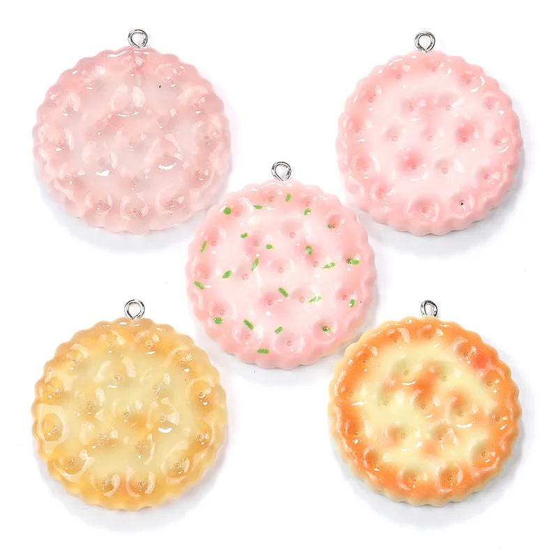 5Pcs Resin Simulation Cartoon Cookie Charms DIY Jewelry Accessories For Earrings Necklaces Bracelets Making