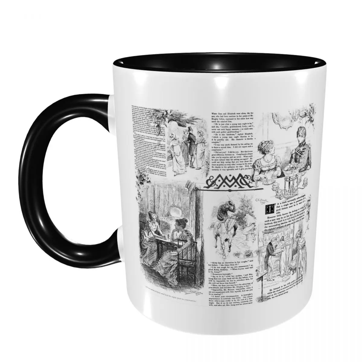

Pride And Prejudice - Pages Mug Funny Ceramic Coffee Cups Tea Mugs Milk Cup Drinkware Gifts for Woman Man
