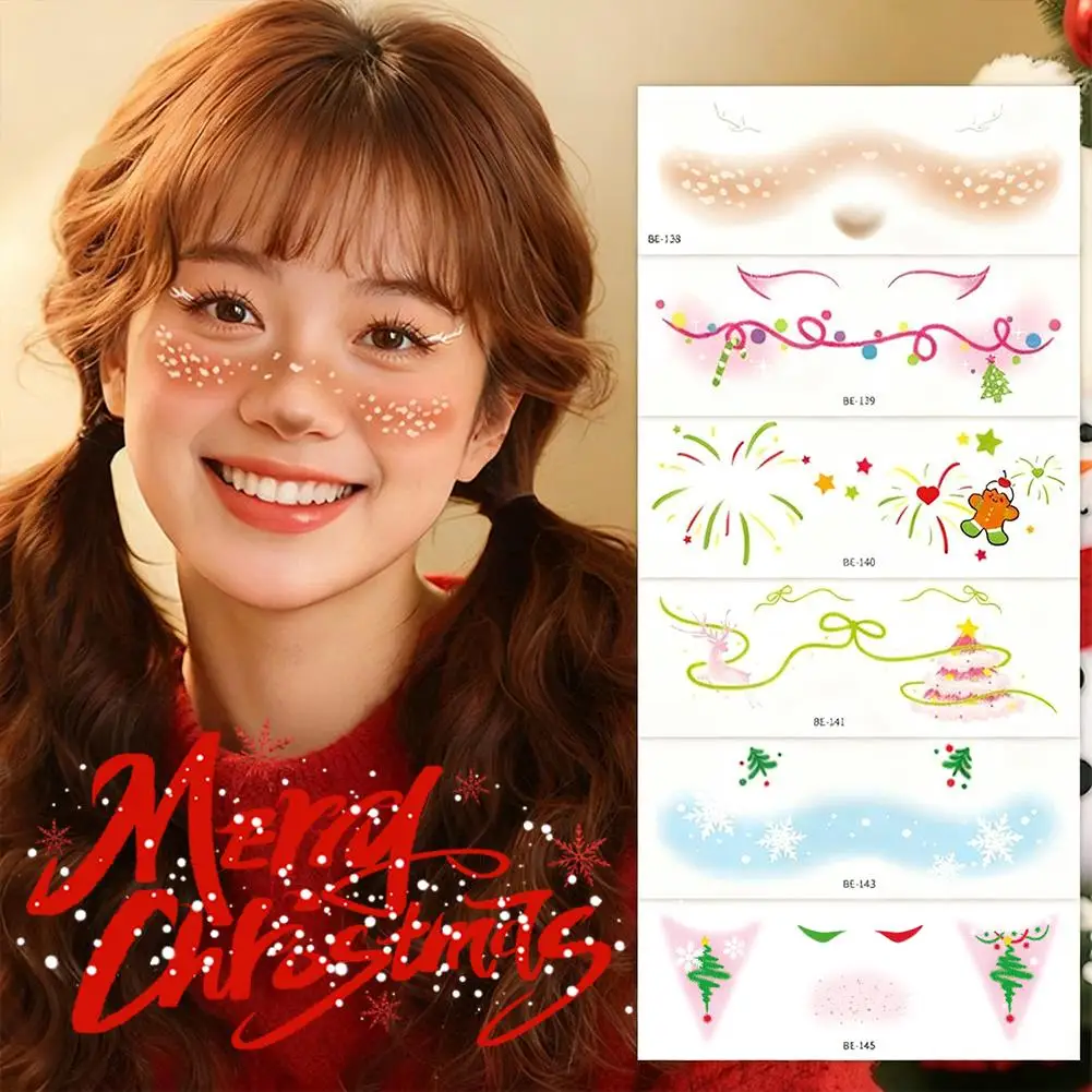 

2025 New Christmas Tattoo Stickers Waterproof Christmas Cute Party Stickers Makeup Face Festival Decals Concert Z2G0