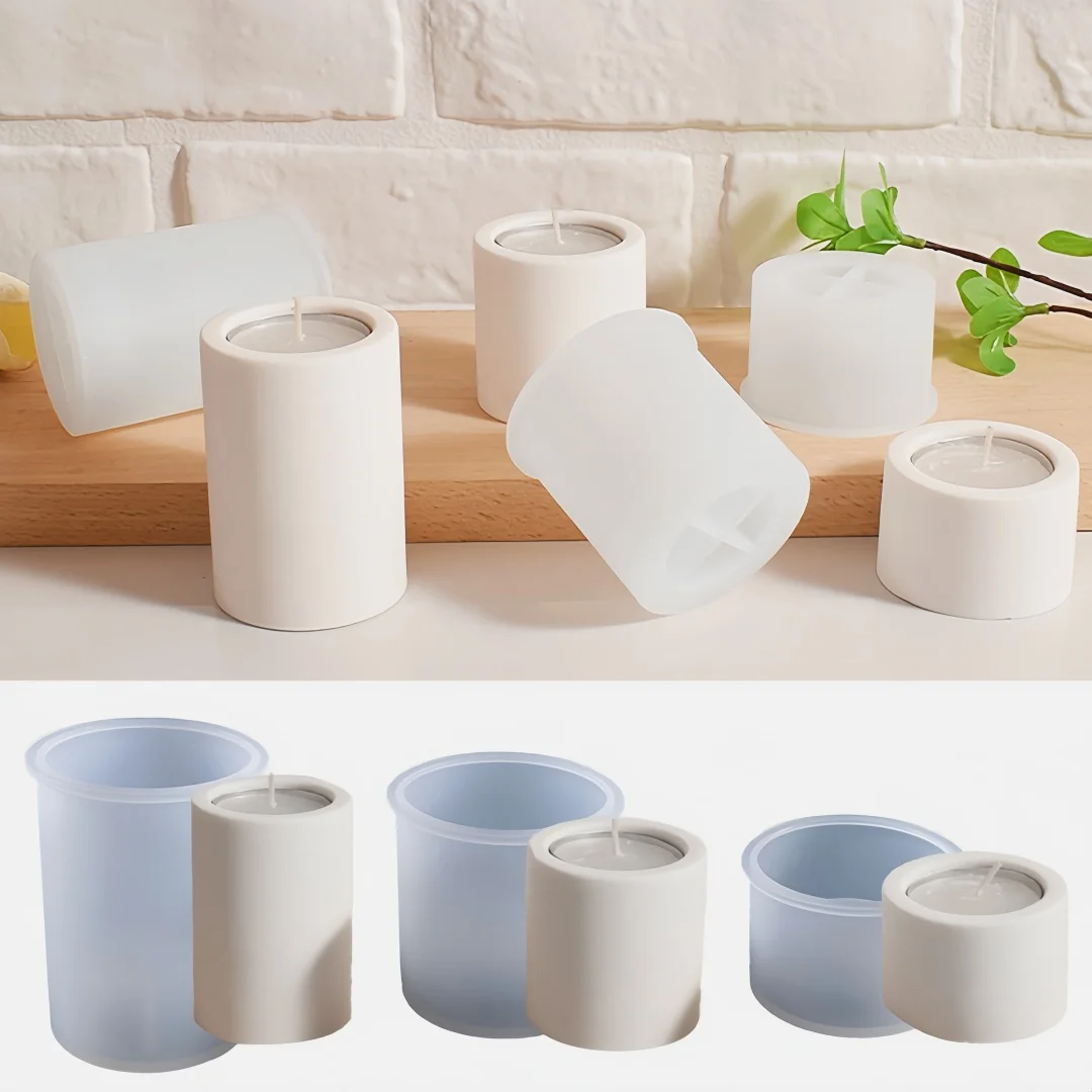 Zylindrische Kerze Basis Gypusmus Silikon Form DIY Runde Gips Kerzenhalter Zement Desktop Dekoration Form