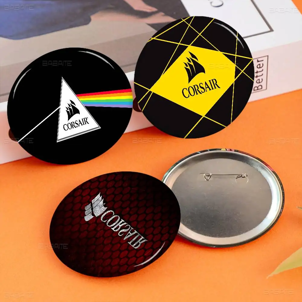 C-CORSAIR Logo Soft Button Pin Bright Printed Icon Gift For Friends Badge Collar Brooch Lapel Pin Metal