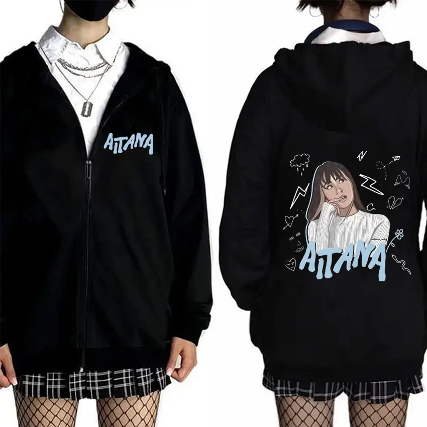 

Aitana Graphic T-shirt CUARTO AZUL Zipper Hoodie Men Women Fashion Pop Music Streetwear Men's Casual Vintage Zip Up Jacket Coat