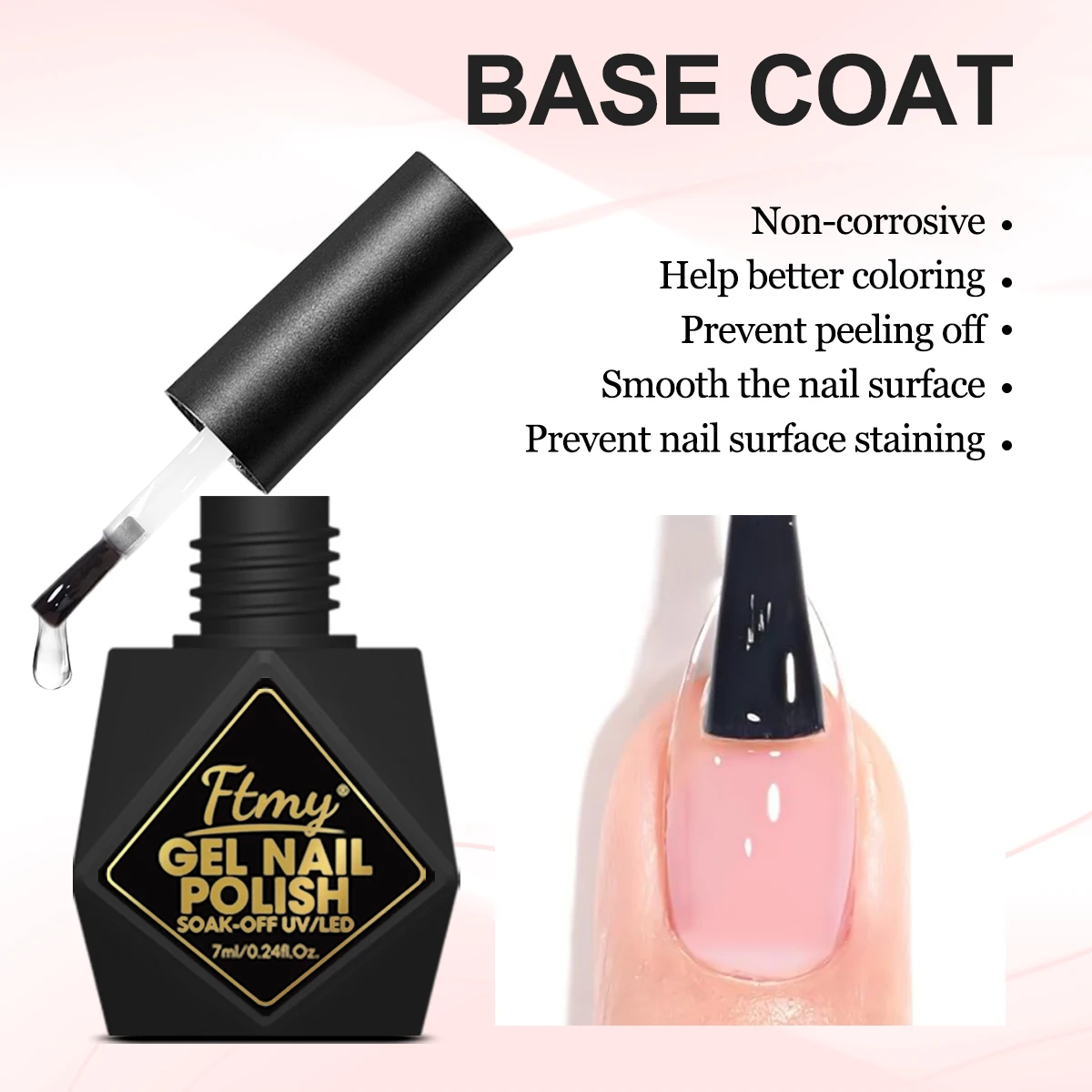 2 ชิ้น ท็อปโค้ทแบบมันเงา/ด้าน, เบสโค้ท, เจลขัดเงาติดทนนานสำหรับใช้ในร้านเสริมสวยที่บ้าน