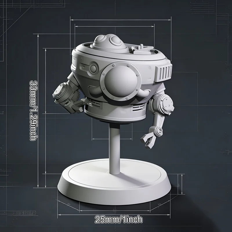 Unpainted Gray Resin Robot Miniatures Highly Detailed Sci Fi Tabletop RPG Miniatures Handcrafted Durable Model Collectibles Imme