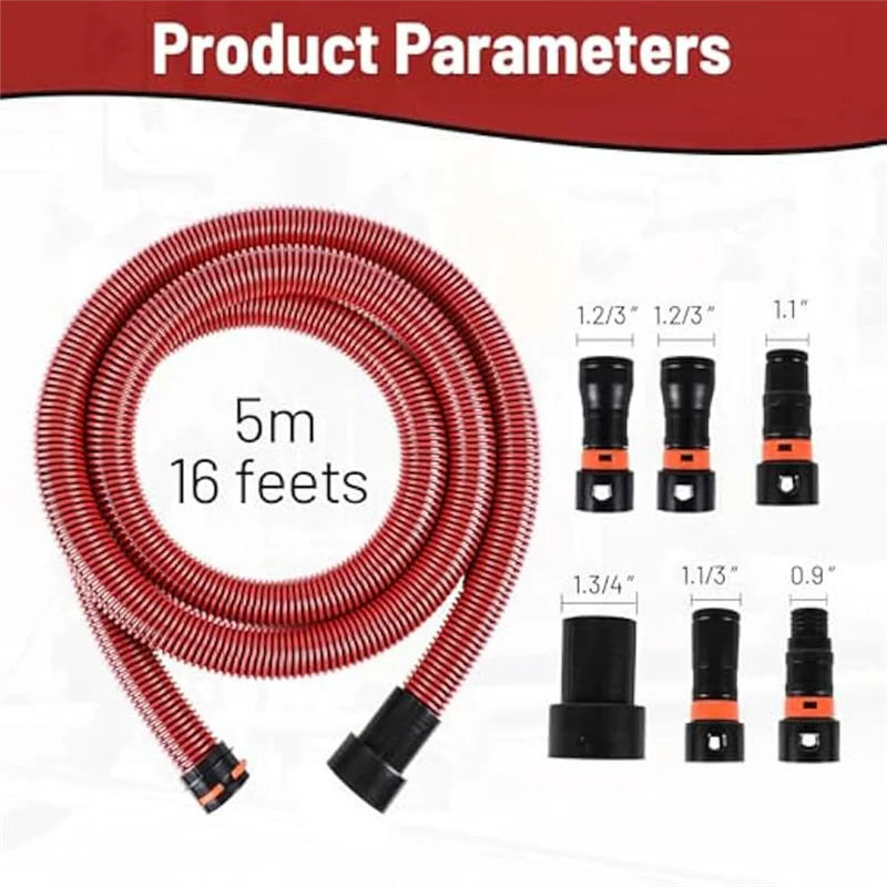 PORK-Dust Collection Hose Kit For Home And Shop Vacuums System With 6 Adapters Of Woodworking Power Tool And Sander