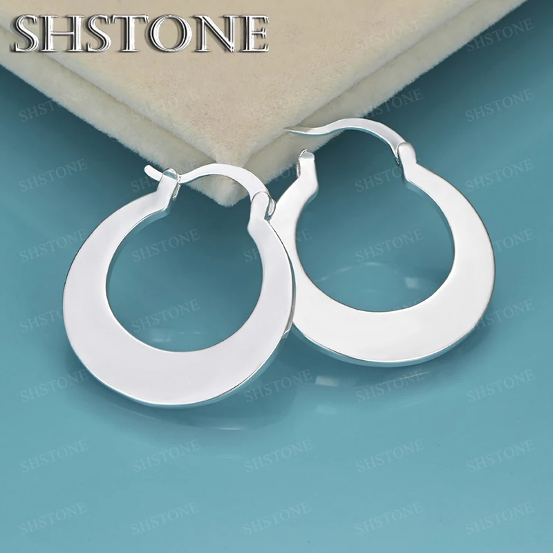 

Simple 925 Sterling Silver Smooth U-Shaped Hoop Earrings Fashion For Womem Wedding Engagement Party Elegant Jewelry Accessories