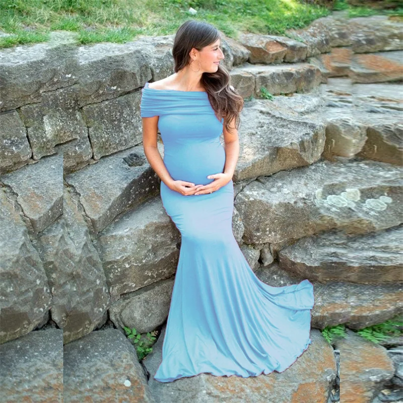 Fashion Off-the-shoulder Maternity Dresses Women Custom Fit Sex Photography Clothes Expectant Mothers Beautiful Portrait Skirt