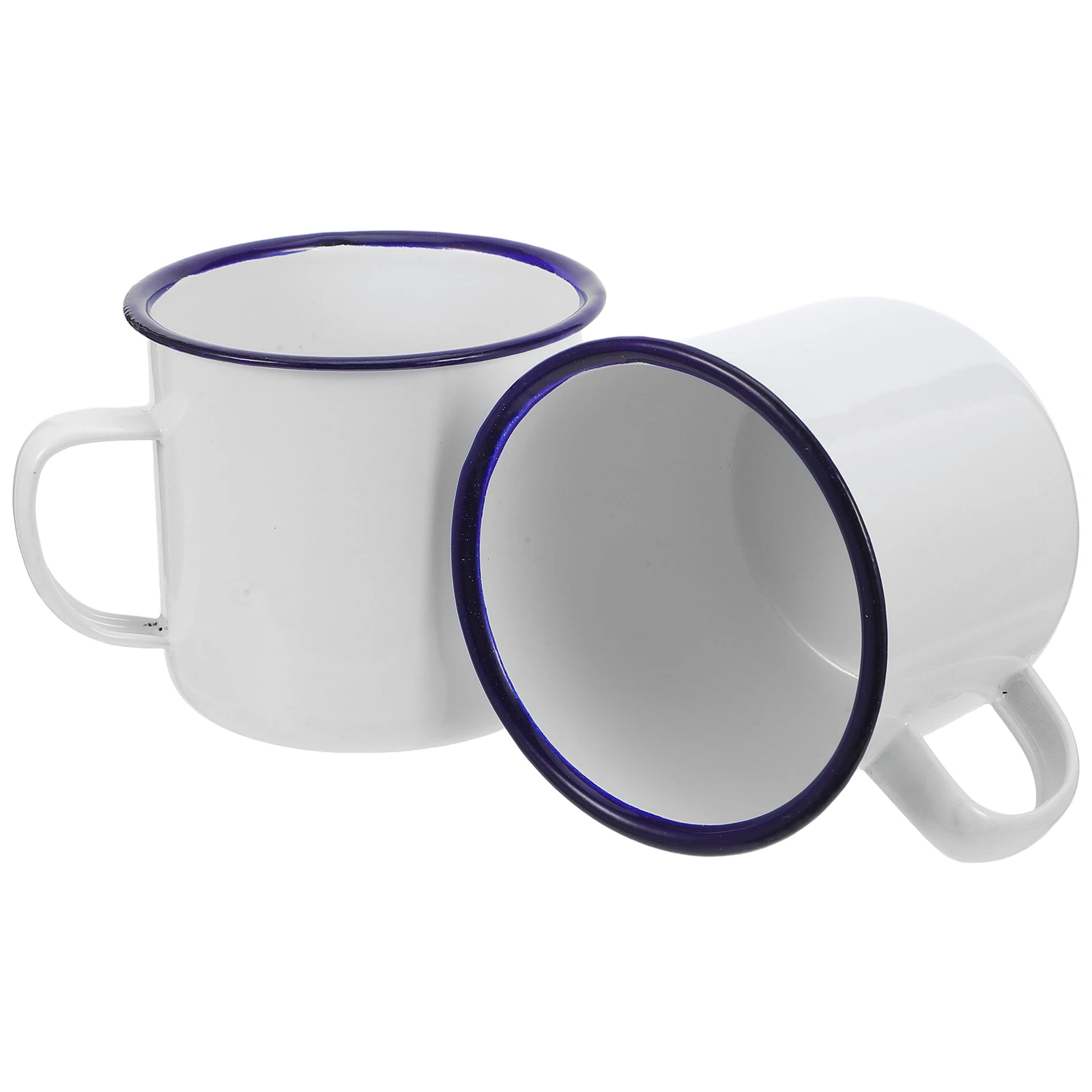 

2Pcs Enamel Camping Mugs 500Ml Pure White Portable Vintage Travel Coffee Cup for Outdoor Hiking Fishing Picnic Family Gathering