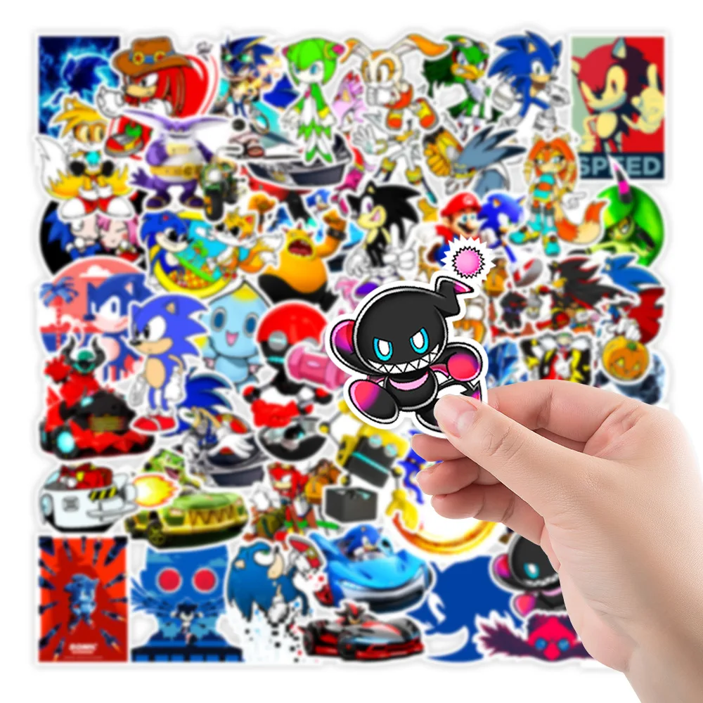 50sheet Anime Sonic Advance Stickers Graffiti Skateboard Laptop Guitar Phone Car Helmet Cool Anime Sticker Toy Christmas gift