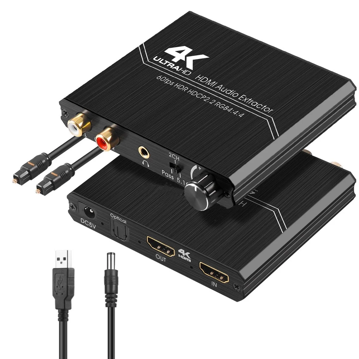 HDMI 2.0 4k 60hz 4k Audio Extractor Optical TOSLINK SPDIF 5.1CH R/L HDMI Switch 4K Audio Extractor Support Volume Control HDR