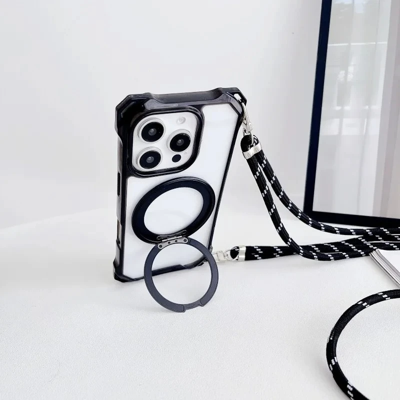 Magnetic Case For Samsung Galaxy A56 A36 A16 A55 A35 A15 S24 Plus S25 Ultra for Magsafe Rotation Crossbody Lanyard Strap Cover