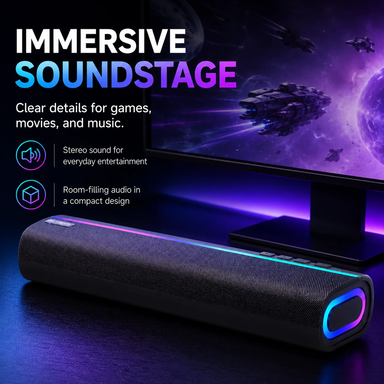 Bluetooth 5.4 Soundbar-Lautspr – Rgb Computer Soundbar For Pc Bewertung und Preis