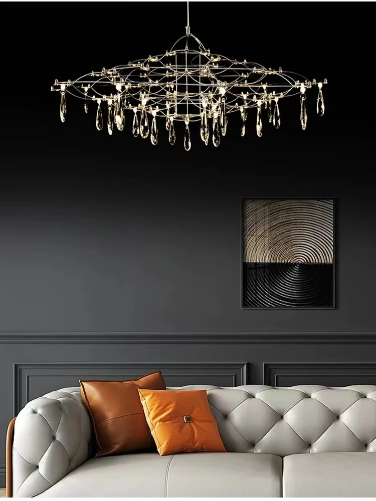 Imagem -04 - Modern Art Deco Led Crystal Chandelier Minimalista Sala Quarto Villa de Luxo