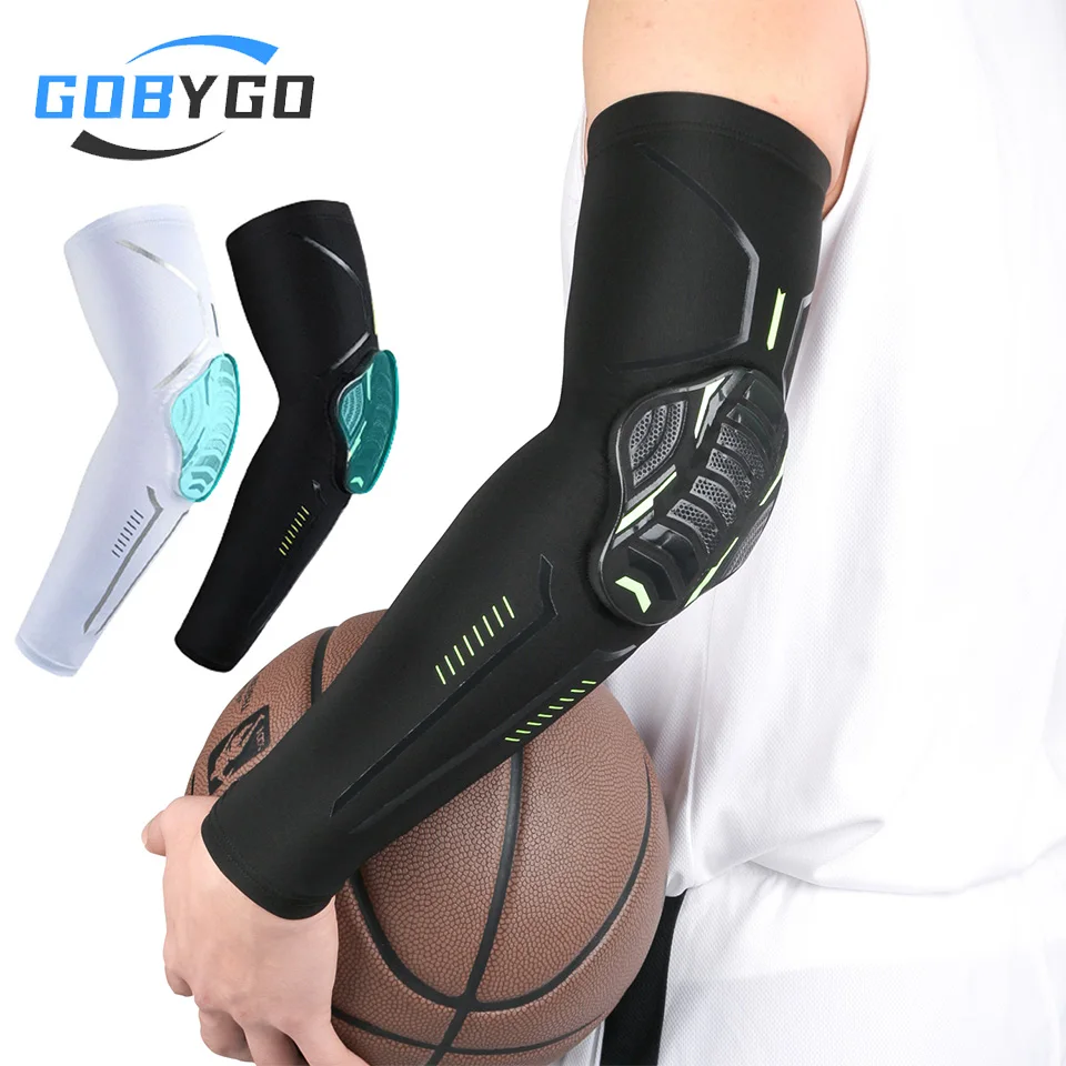 GOBYGO 1Pcs Breathable Sports Arm Sleeves Compression Elbow Pads Honeycomb Impact Protection Outdoor Basketball Soccer Hiking