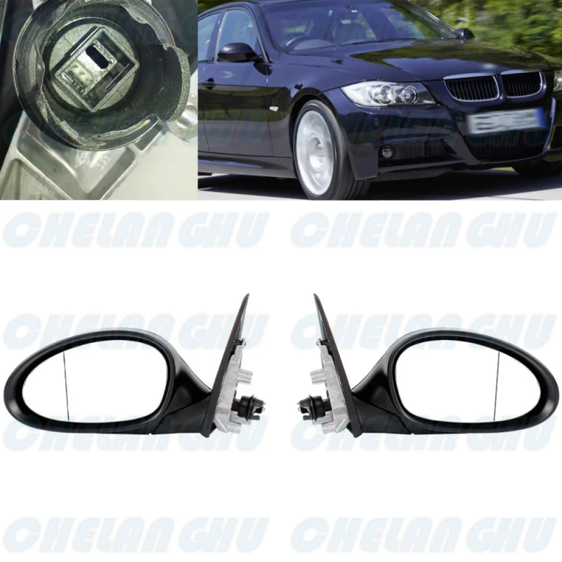 For BMW E90 E91 318i 320i 325i 330i 335i 2005 2006 2007 2008 1 Pair 3 Pins Black Painted Memory Power Fold Mirror Assembly