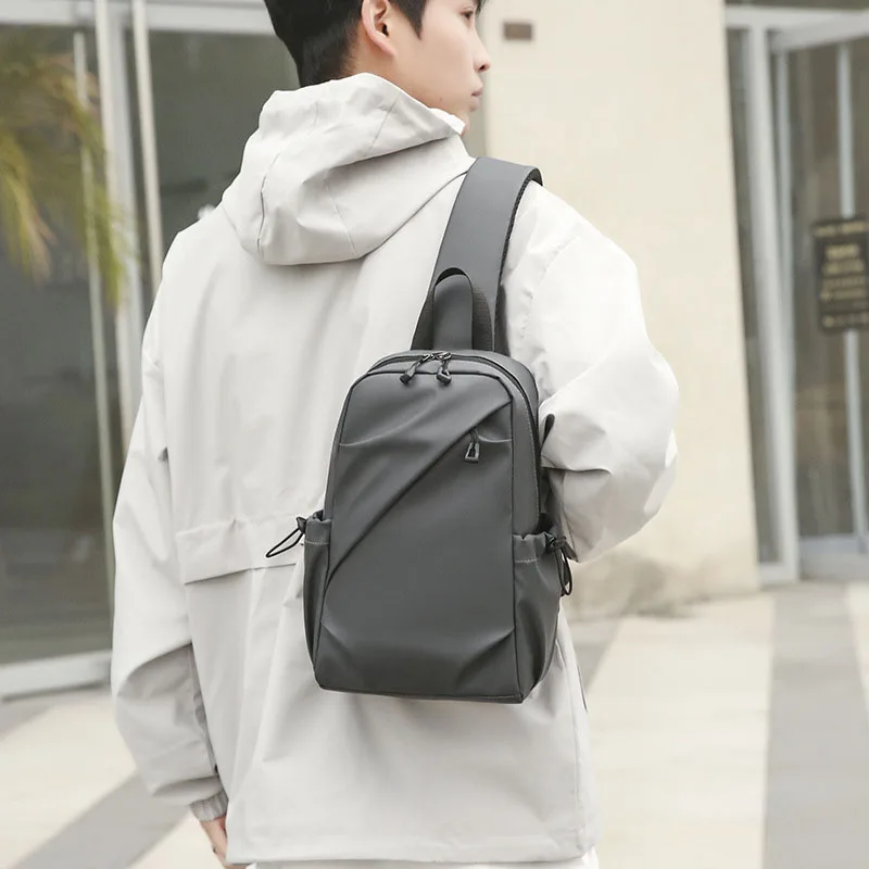 Trendy Men Flap Crossbody Bag Simple Storage Bag for Travel Outdoor Black Messenger Bags Coffee Shoulder Bag Solid Color Pocket