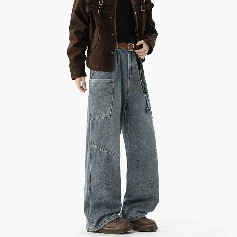 Jogger Jeans for Men Big & Tall M-5XL Distressed Wash Denim Pants Patchwork Streetwear Hip Hop Baggy Cuff Jeans, Urban Fashion