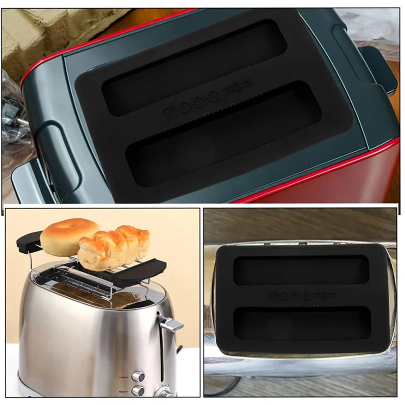 

A84X-Kitchen For Oven Toaster Dust Covers 2Pcs Black Silicone Lid Bread Maker Appliance Cover For Toaster Bread Machine Versatil