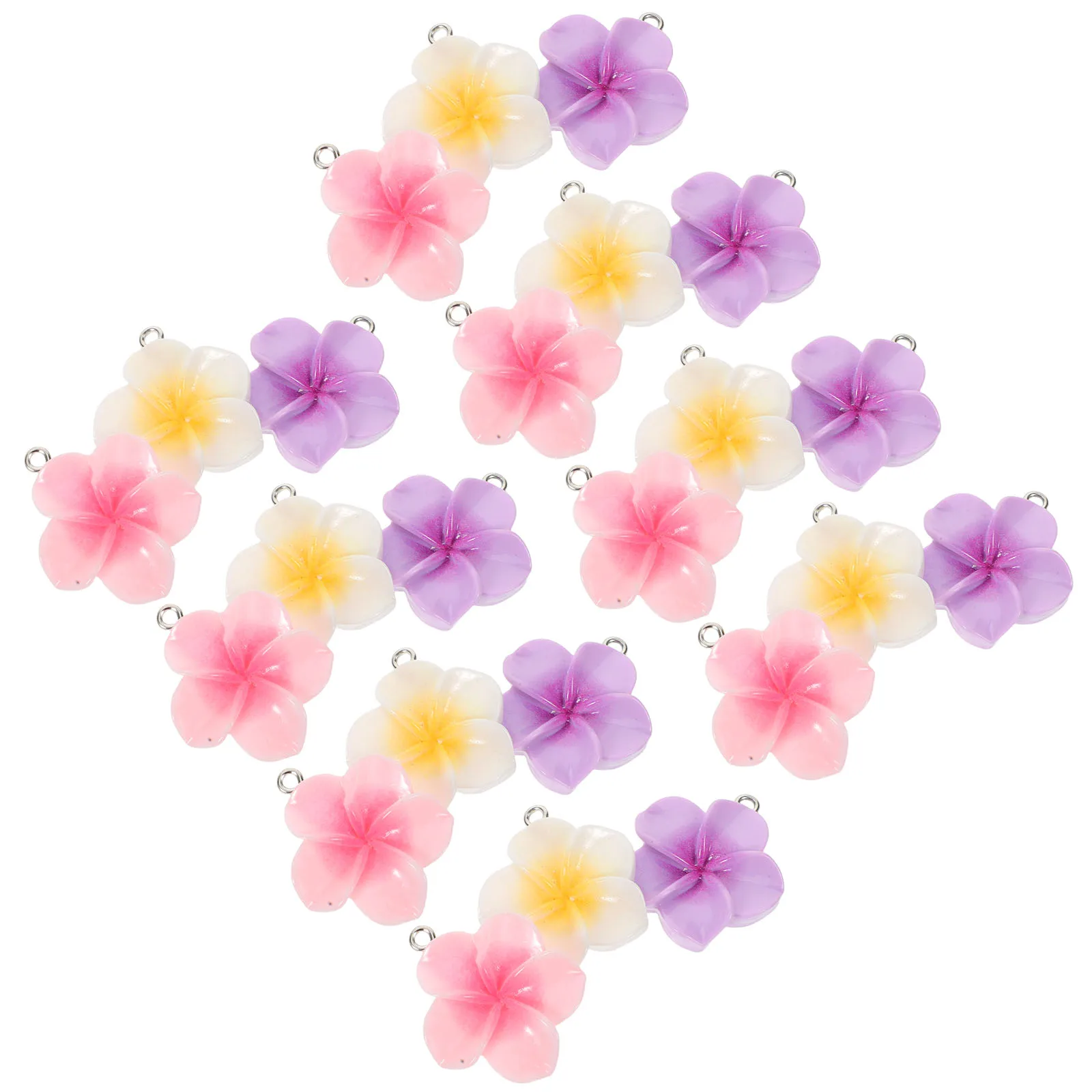 

60 Pcs Resin Flower Pendant Artificial Plumeria Colorful 3d Charm Bright Floral The Summer