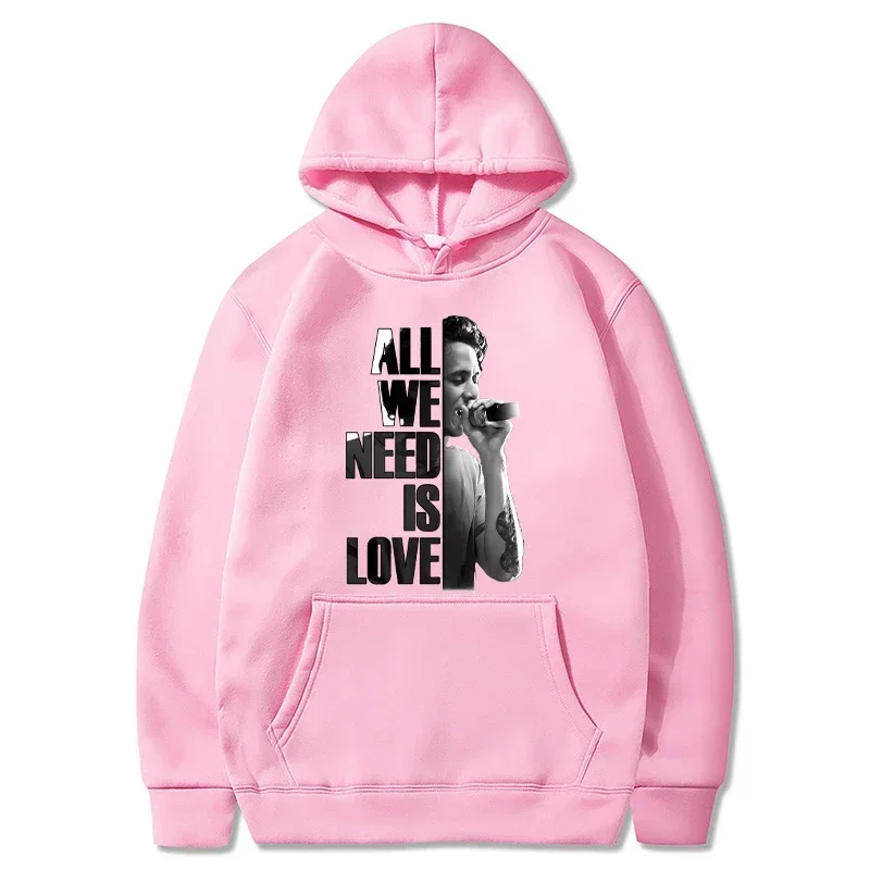 2024 Canserbero Hoodies Men Fashion All We Need Is Love Printed Sweatshirts Women Casual Harajuku Streetwear Tracksuit Hooded