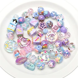 1-10pcs Blue Purple Acrylic Handmade Candy Letter Heart Round Beads for Bracelet Necklace Key Chains DIY Jewerly Craft Making