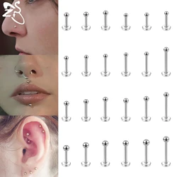 ZS 1 PC 16G/18G Internal Thread Stainless Steel Labret Lip Studs 2/3/4MM Round Ball Stud Earring Conch Helix Cartilage Piercings