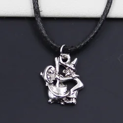 New Durable Black Faux Leather Witch Refining Drugs Pendant Cord Choker DIY Necklace Retro Boho Tibetan Silver Color
