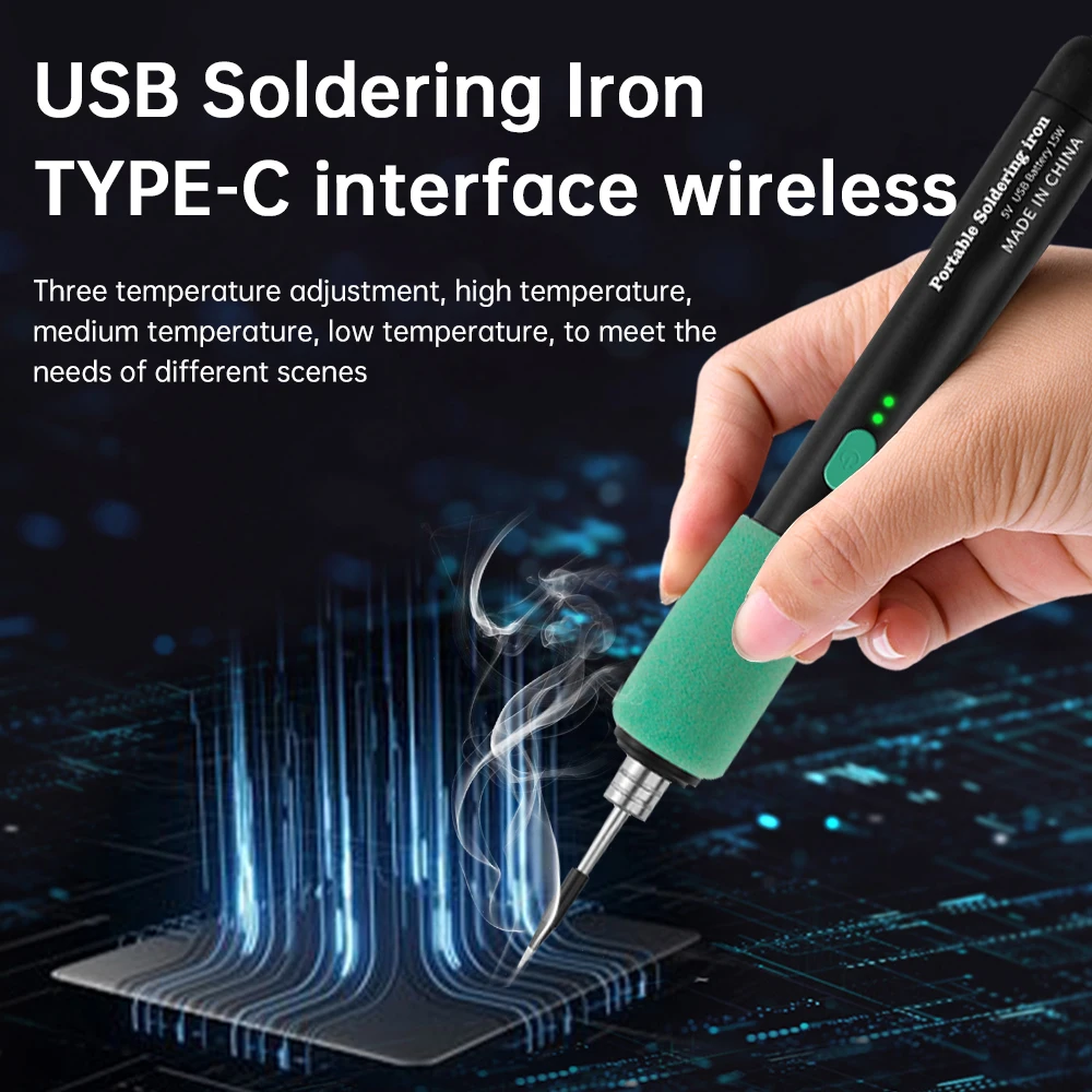 USB 5V 15W Soldering Iron Tool Pen TYPE-C Interface Mini Soldering Iron Home Outdoor Convenient Welding Repair Tool Set ﻿