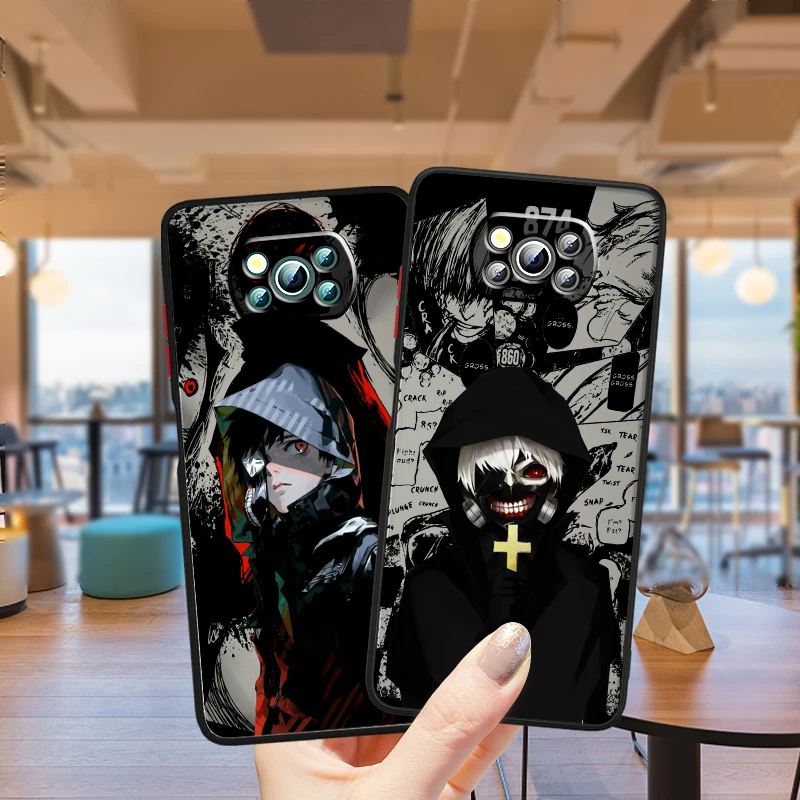 T-Tokyo G-Ghoul Anime Luxury Frosted Translucent For Xiaomi Mi Poco X5 X4 X3 M6 M5S M5 M4 M3 F5 F4 F3 GT Pro 5G Funda