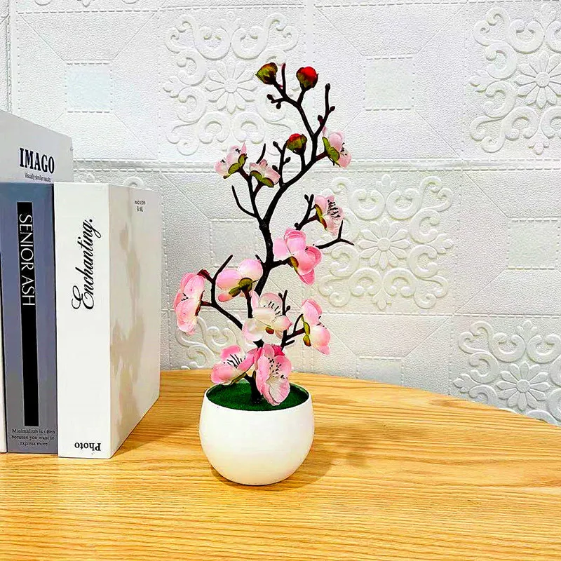 Kleiner Künstlicher Bonsai-Baum - Simulierte Topfpflanze Künstliche Blumen Tisch-Deko - Einzigartiges Muttertagsgeschenk