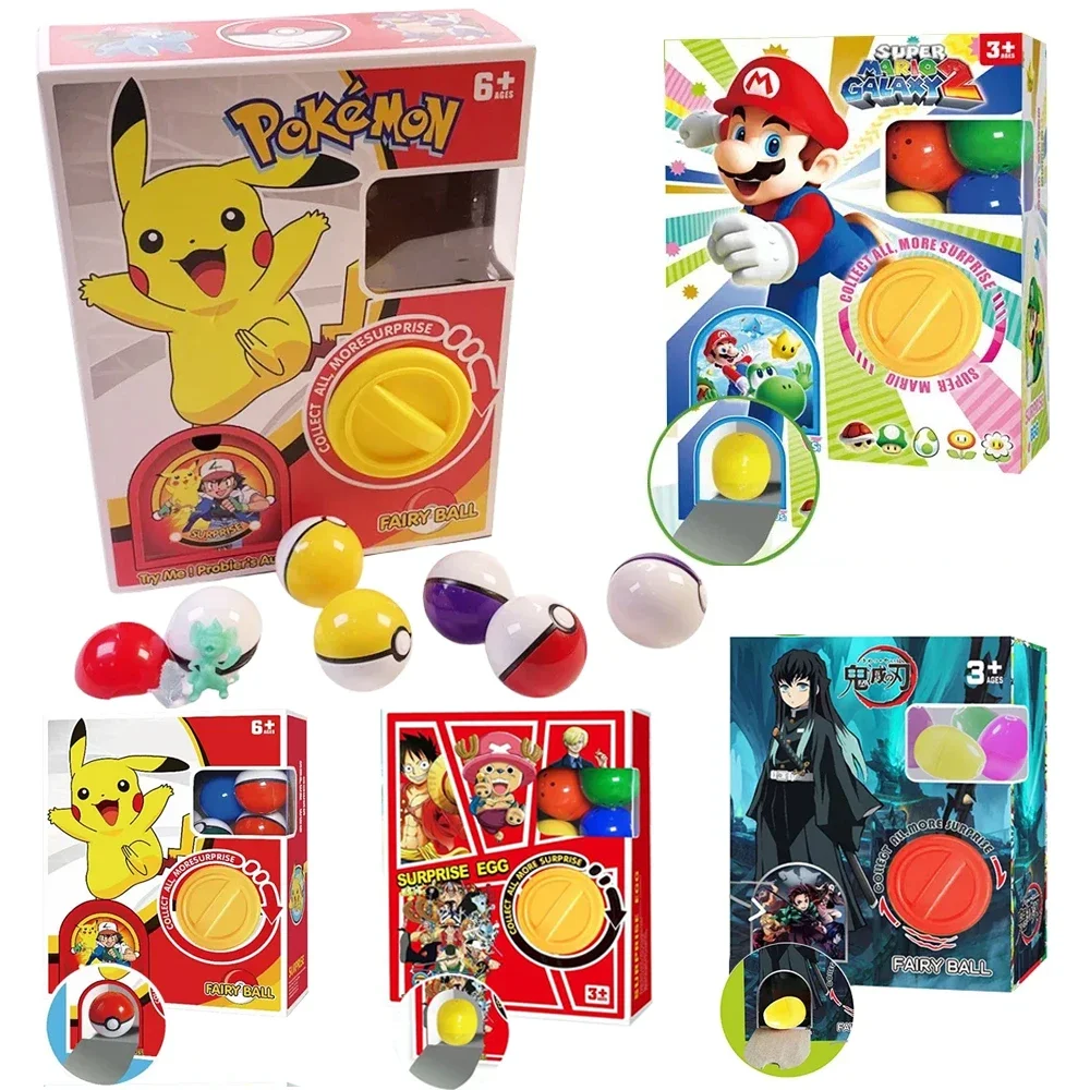 Pokemon Pikachu Gashapon Machines Blind Box 6pcs Random Capsule Super mario Egg Twisting Machine ONE PIECE Kids Surprise Gifts