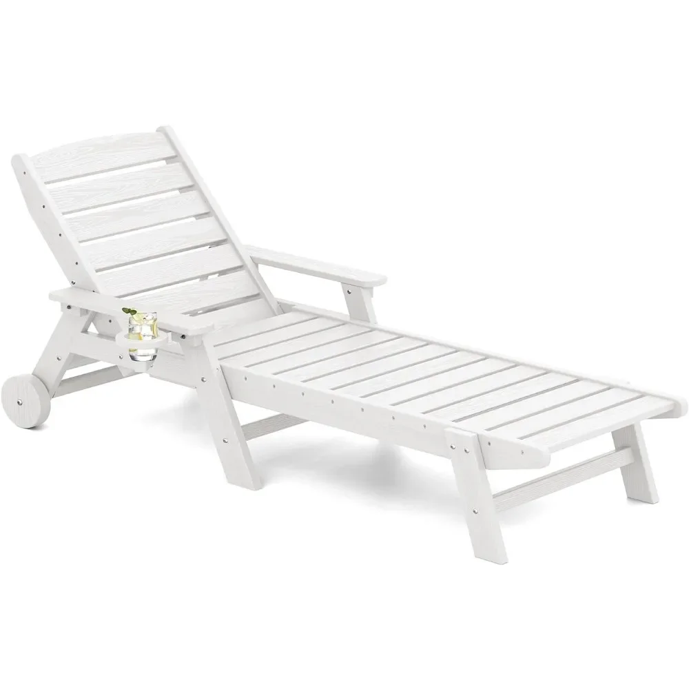 5 Positions Outdoor Lounge Chair For Pool Cool Camping Gear Deck Garden Furniture White Pools Lounger 1-person Sofa