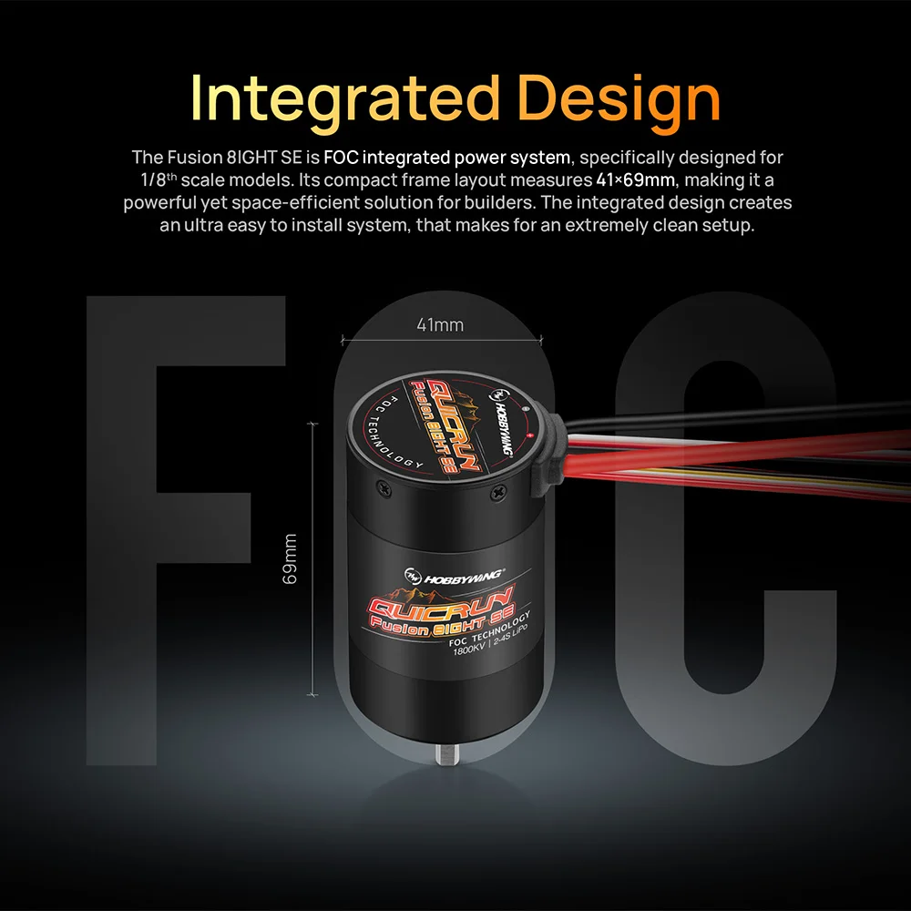 HobbyWing QuicRun Fusion 8IGHT SE all-in-one motor, with a voltage of 60A 1800KV, is applied to 1/8 RC climbing vehicles - view 2