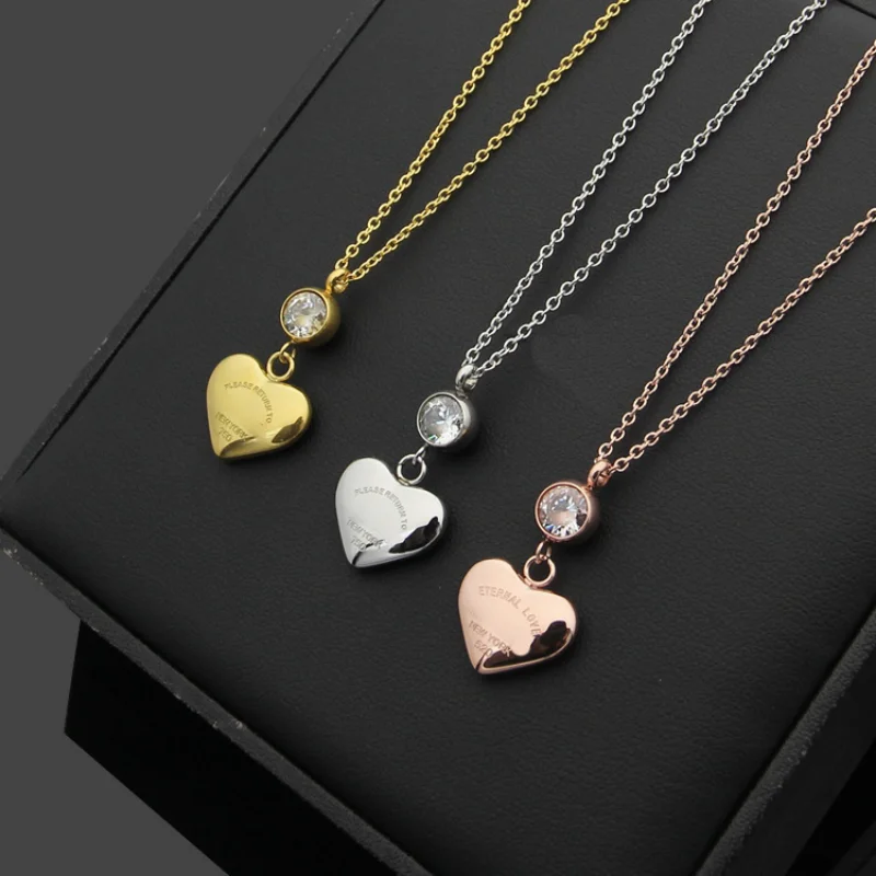 

2023 New Arrival Love Double Heart Ladie Forever Love Stainless Steel Necklace Drift Bottles Jewelry Wholesale Gift For Women